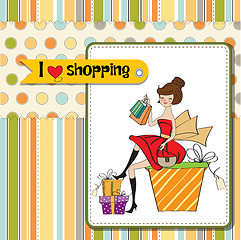 Image showing pretty young woman who is happy that she went shopping