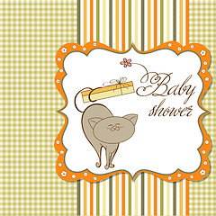 Image showing baby shower card with cat