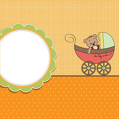 Image showing funny teddy bear in stroller