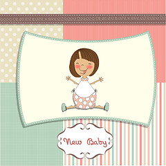 Image showing new baby girl announcement card with little girl