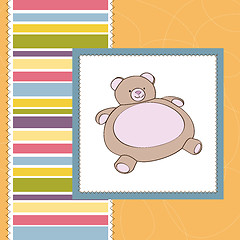 Image showing baby shower card with teddy bear toy