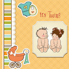 Image showing baby twins shower card