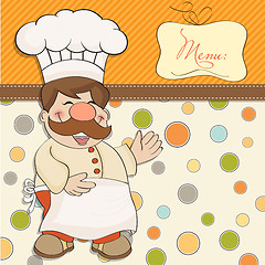 Image showing Background with Smiling Chef and Menu