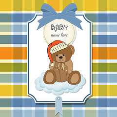 Image showing baby shower card with sleepy teddy bear