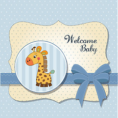 Image showing   new baby announcement card with giraffe
