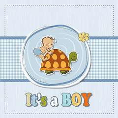 Image showing funny baby boy announcement card