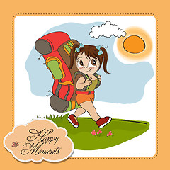 Image showing Traveling tourist girl with backpack