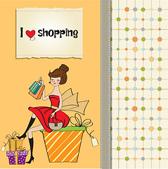 Image showing pretty young woman who is happy that she went shopping