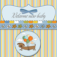 Image showing baby shower card with long dog and balloons