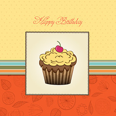 Image showing cute happy birthday card with cupcake