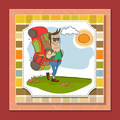 Image showing tourist man traveling with backpack