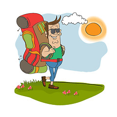 Image showing tourist man traveling with backpack