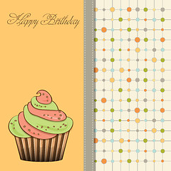 Image showing cute happy birthday card with cupcake