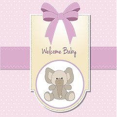 Image showing new baby girl announcement card with elephant