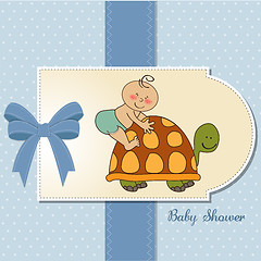 Image showing funny baby boy announcement card