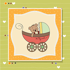 Image showing funny teddy bear in stroller