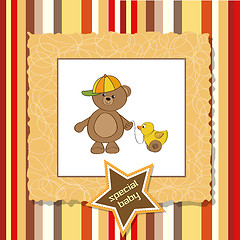 Image showing cute greeting card with boy teddy bear