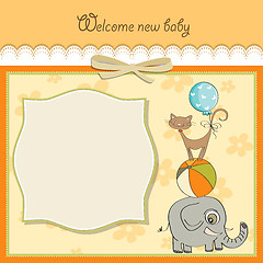 Image showing baby shower card with pyramid of animals