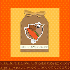 Image showing welcome baby card with funny little bird