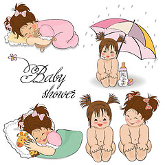 Image showing baby girl items collection on white background