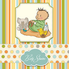 Image showing little baby boy play with his toys