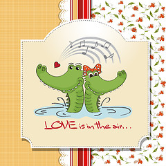 Image showing Crocodiles in love.Valentine's day card
