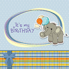 Image showing baby boy birthday card with elephant