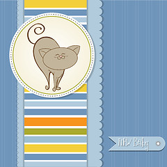 Image showing baby boy announcement card with cat