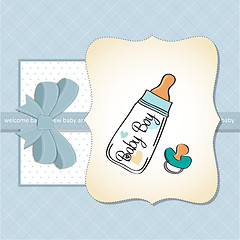 Image showing baby announcement card with milk bottle and pacifier