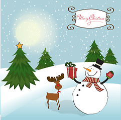 Image showing Christmas greeting card with snowman