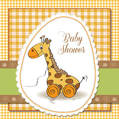 Image showing Baby shower card with cute giraffe