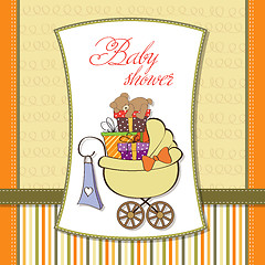 Image showing baby shower card with gift boxes