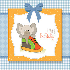 Image showing happy birthday card with an elephant hidden in a shoe