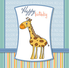 Image showing happy birthday card with nice giraffe