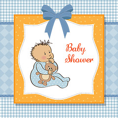 Image showing romantic baby boy shower card