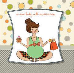 Image showing baby announcement card with pregnant woman