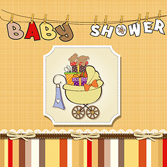 Image showing baby shower card with gift boxes