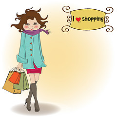 Image showing beautiful young woman at shopping