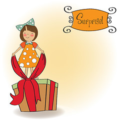 Image showing a nice girl with a big gift box