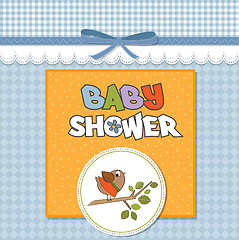 Image showing welcome baby card with funny little bird