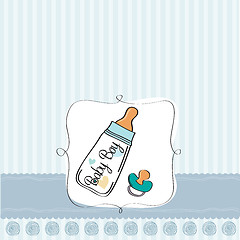 Image showing baby announcement card with milk bottle and pacifier