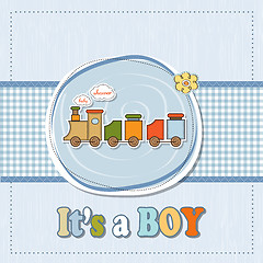 Image showing baby  boy shower card with toy train