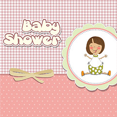 Image showing new baby girl announcement card with little girl