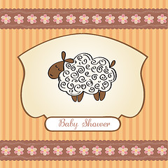 Image showing cute baby shower card with sheep