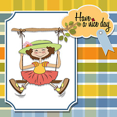 Image showing funny girl in a swing