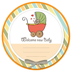 Image showing delicate baby shower card with pram