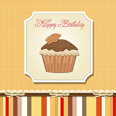 Image showing cute happy birthday card with cupcake