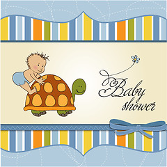 Image showing funny baby boy announcement card