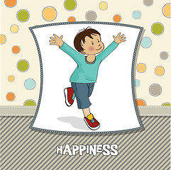 Image showing happy little boy who runs