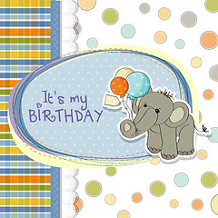 Image showing baby boy birthday card with elephant